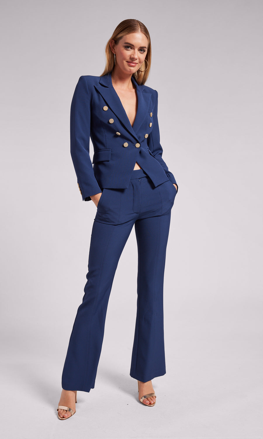 Royal Blue Formal Pants Suit With Single Breasted Blazer and Straight Pants  High Waist, Blue Blazer Trouser Suit for Women -  Norway