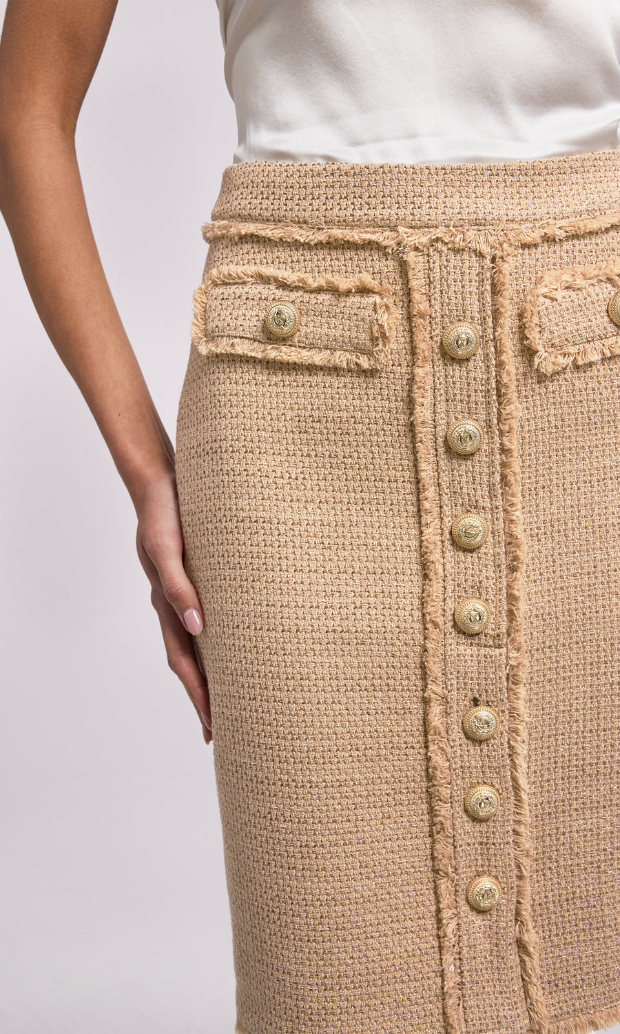 Tara Tweed Skirt - Taupe