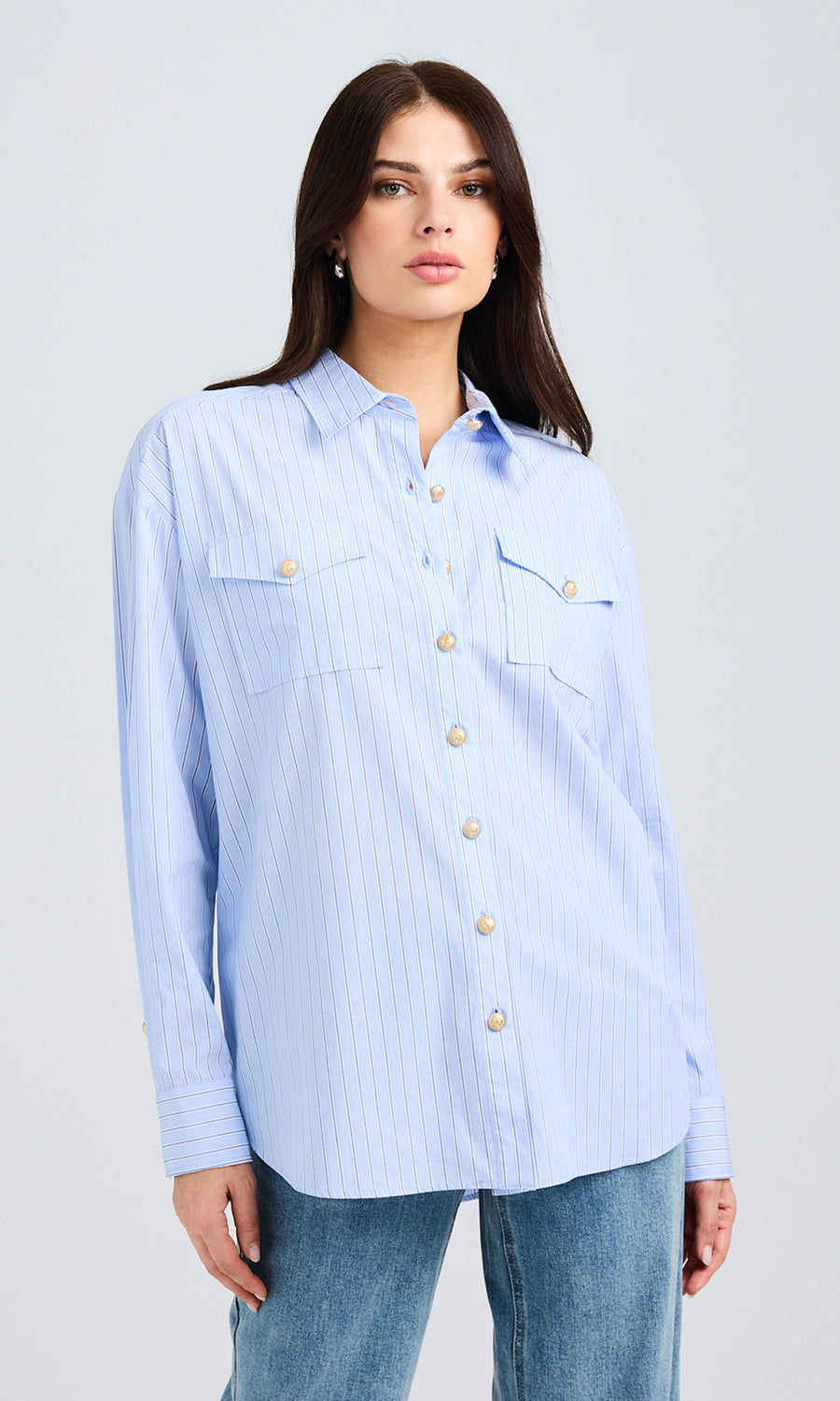 Michelle Pinstripe Poplin Shirt