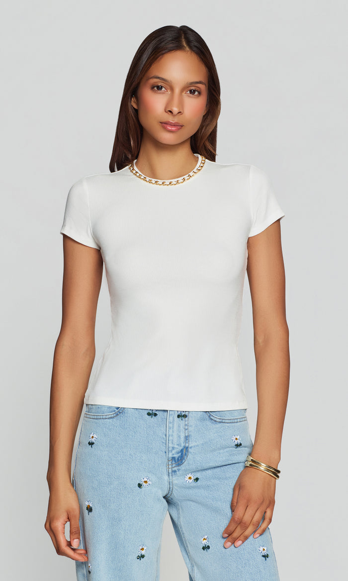Tate Chain Top in White | Generation Love