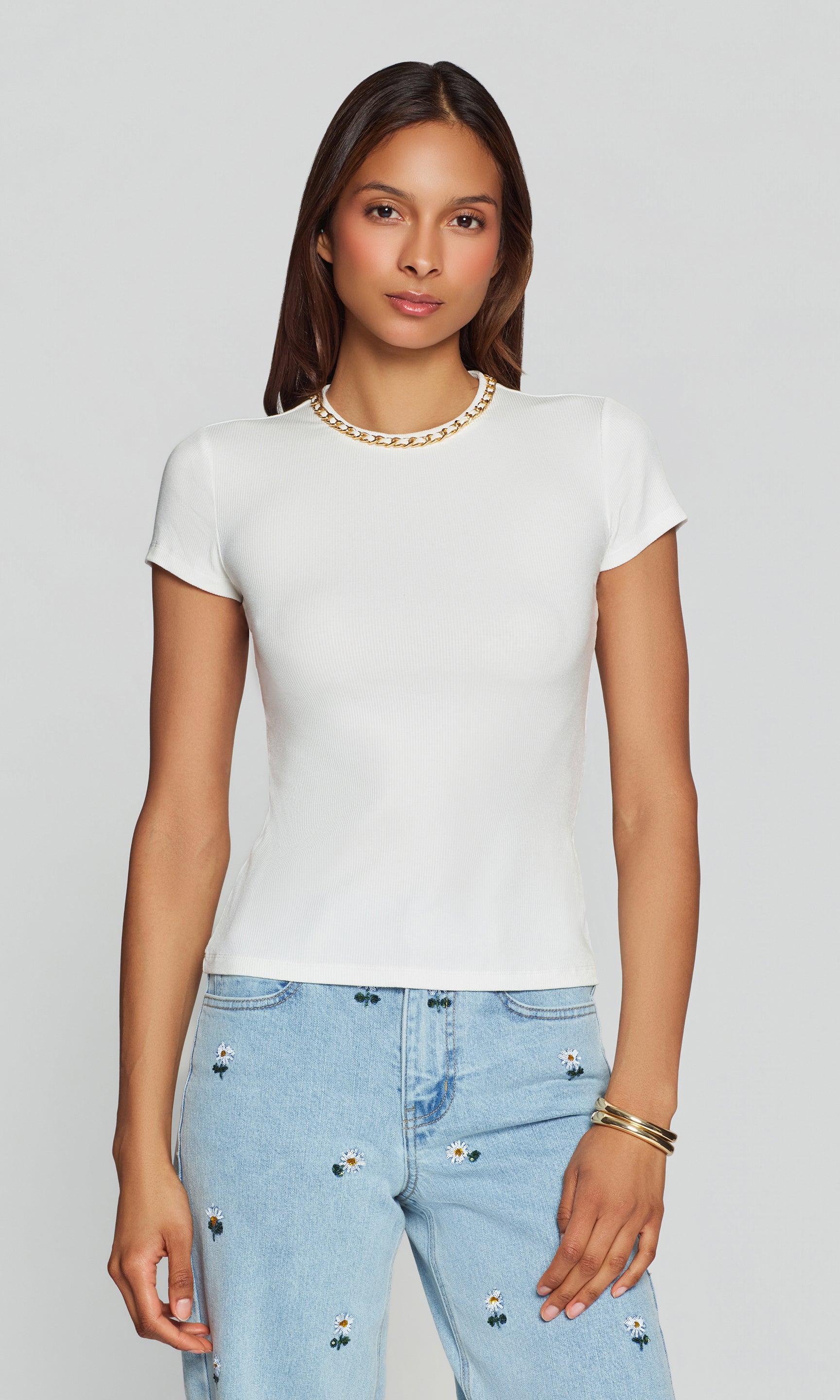 Tate Chain Top in White | Generation Love