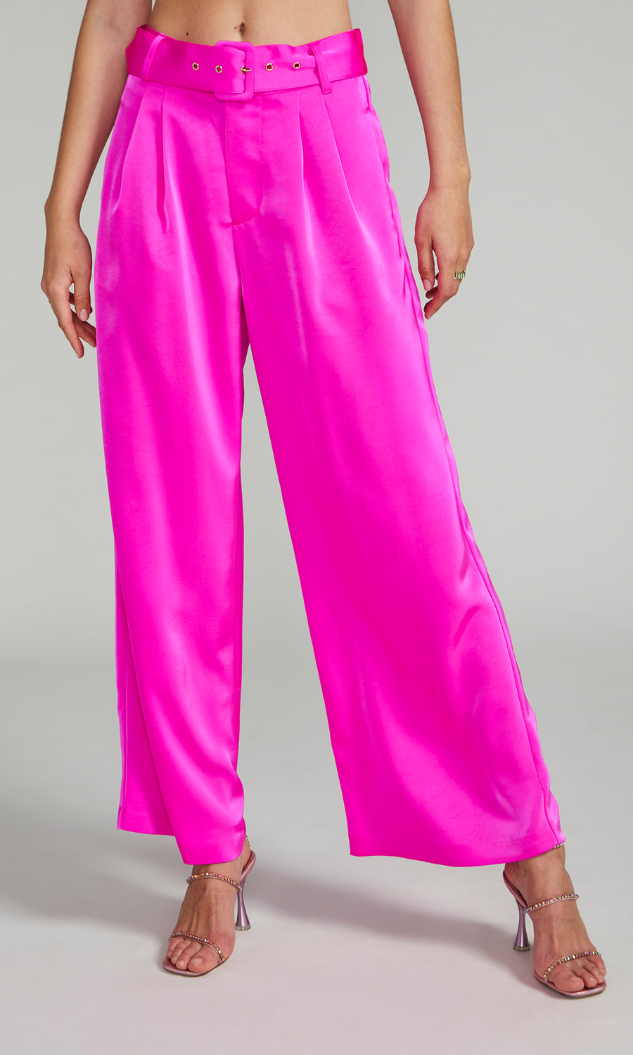 Eloise Satin Pants - Hot Pink 