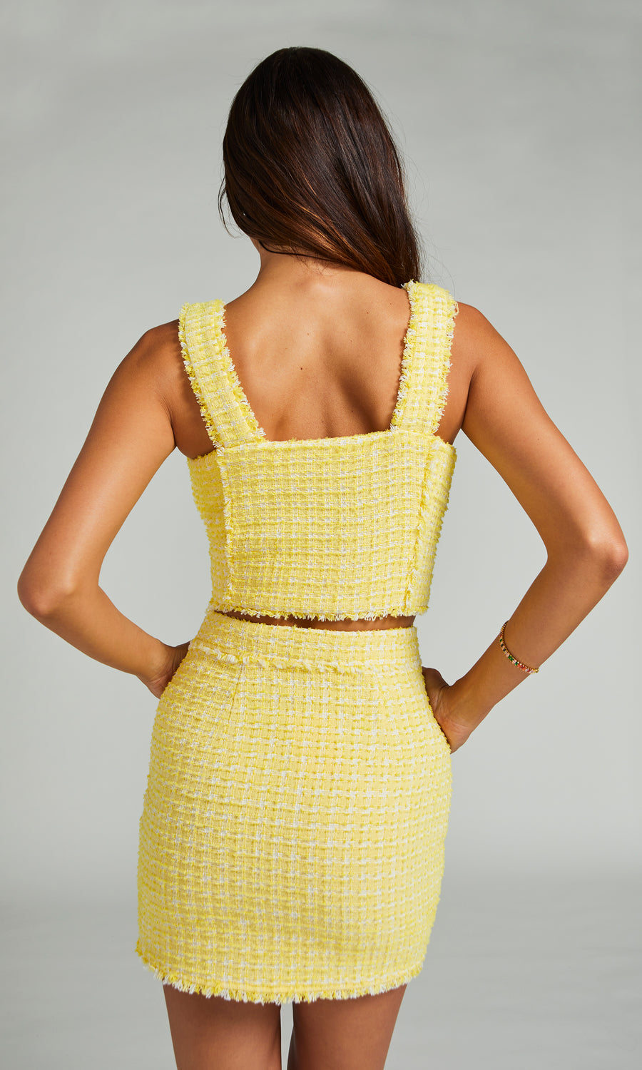 Maddie Tweed Top - Yellow/White 