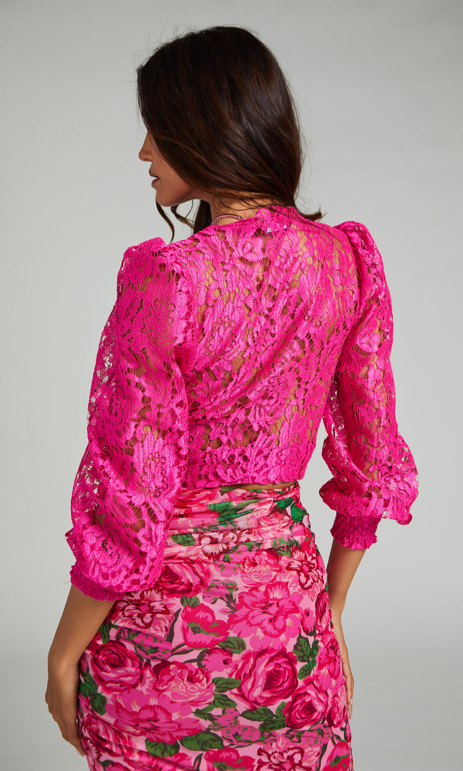 Marilyn Lace Blouse - Hot Pink 