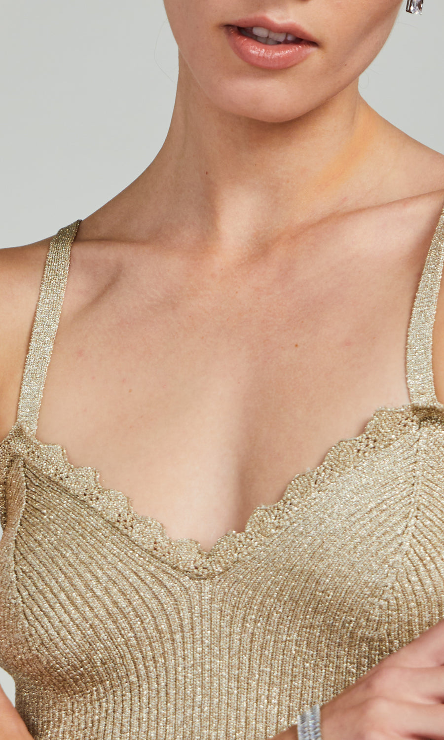 Marina Metallic Sweater Cami - Pale Gold 