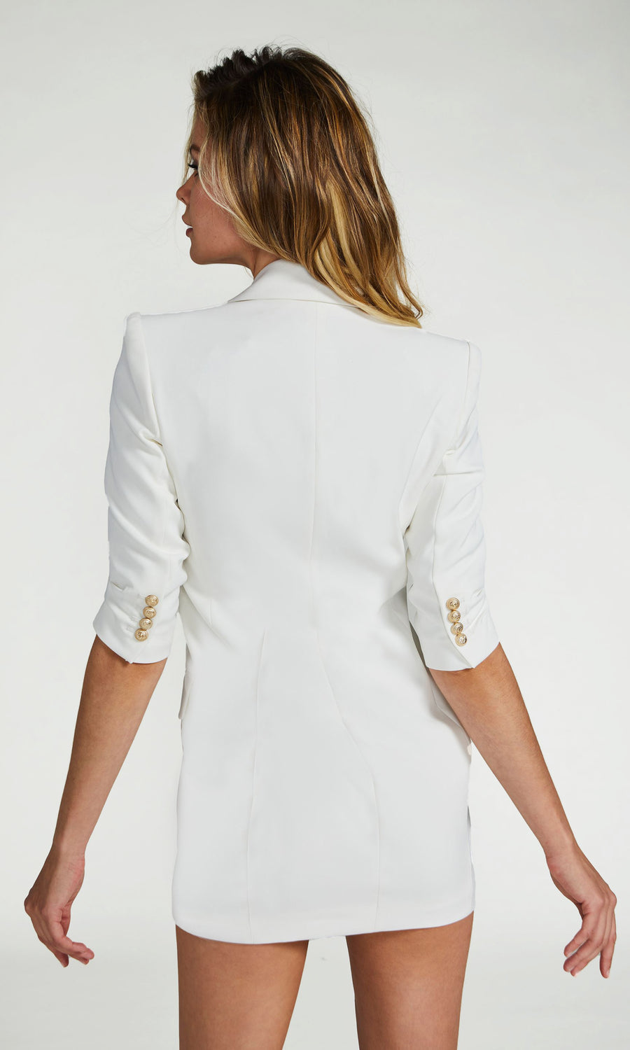 Reina Crepe Blazer Dress - White