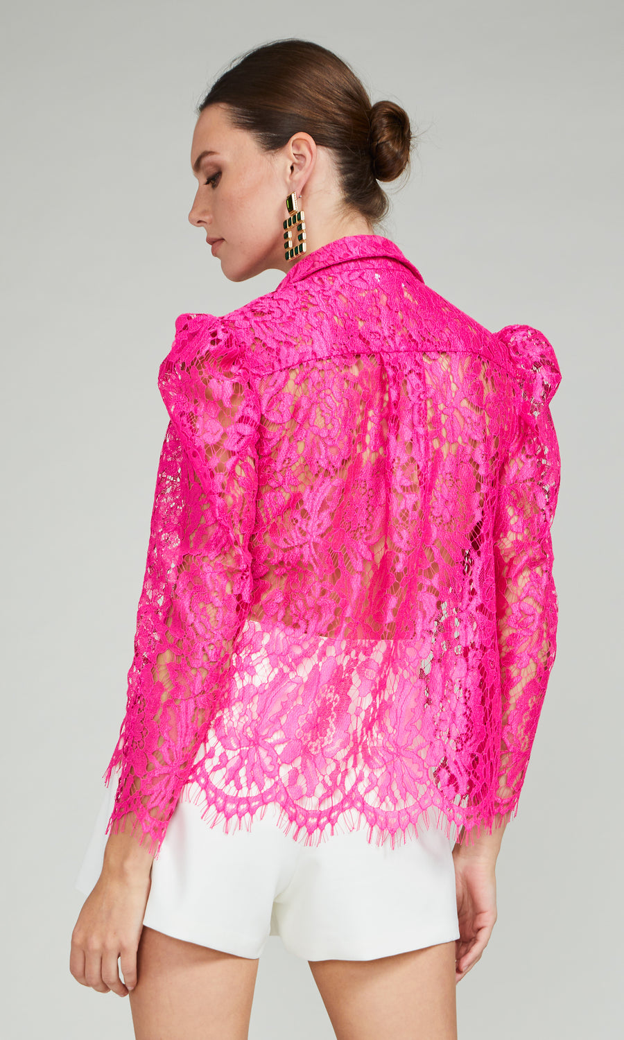 Valencia Lace Blouse - Hot Pink 