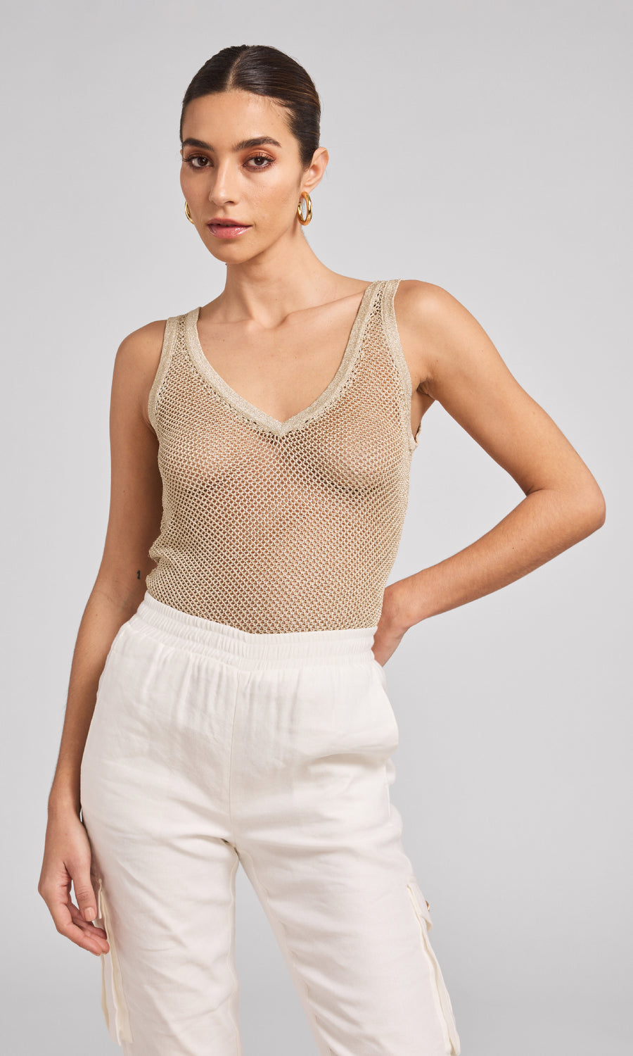 Harley Metallic Mesh Tank - Metallic Gold