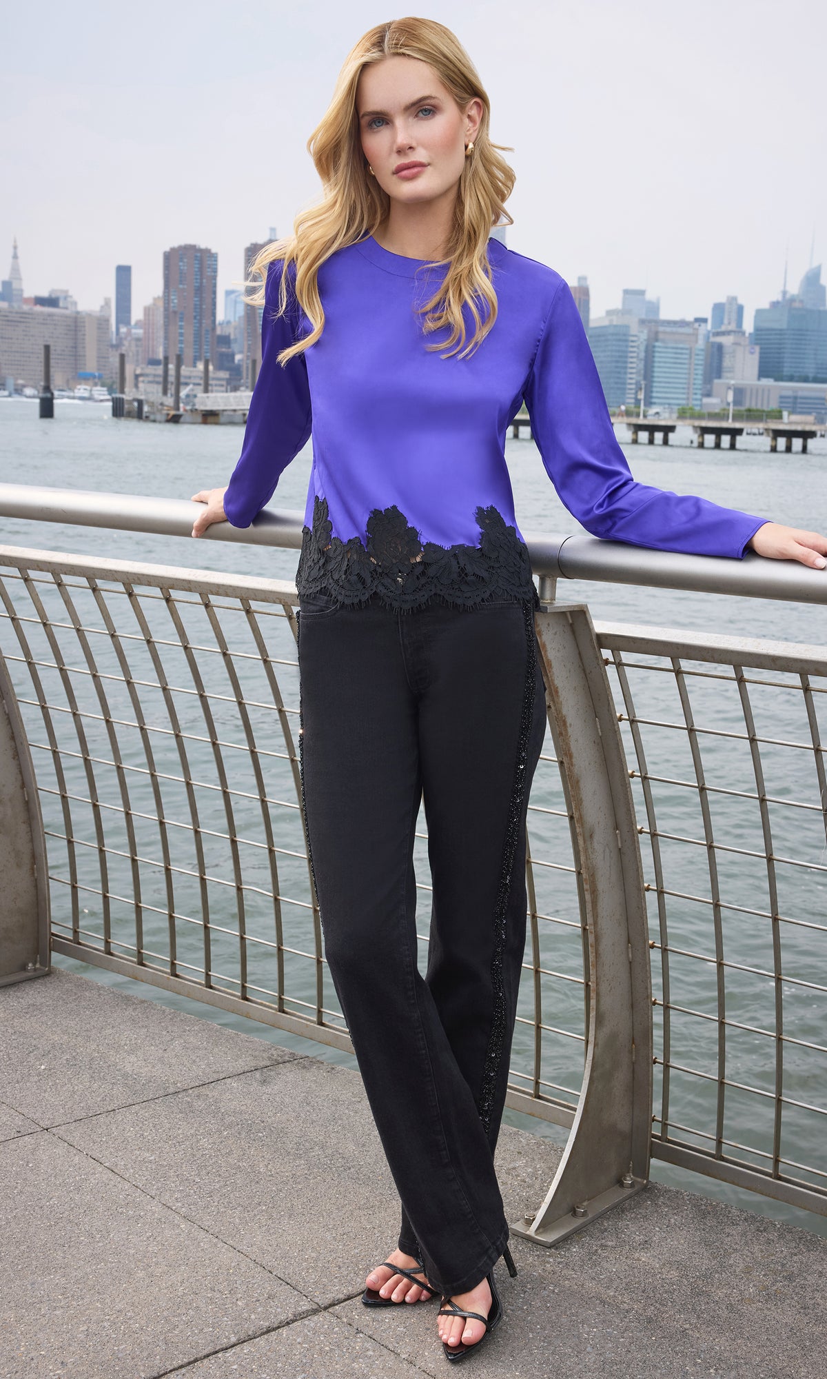 Sapphire Lace Combo Blouse