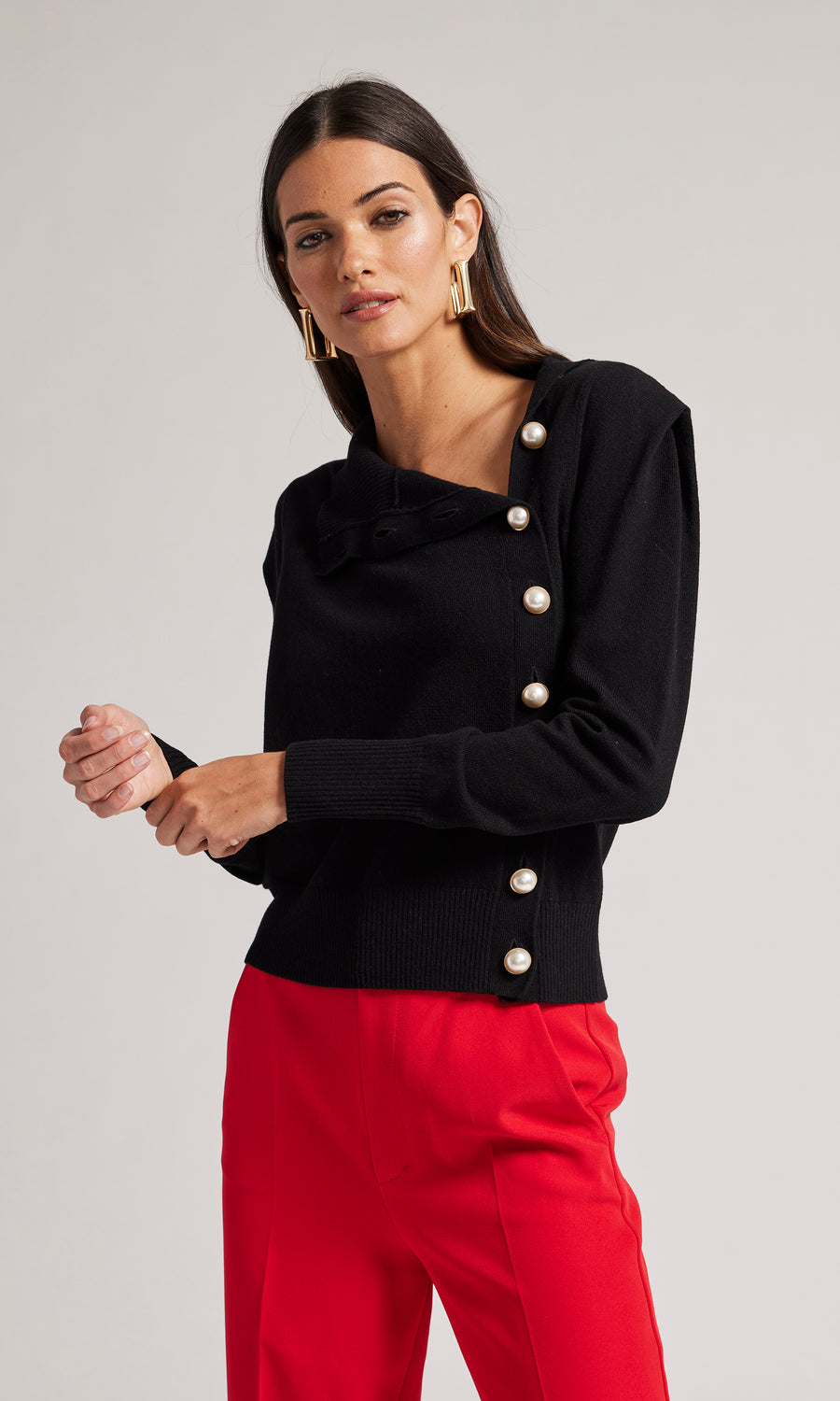 Suri Button Sweater - Black 