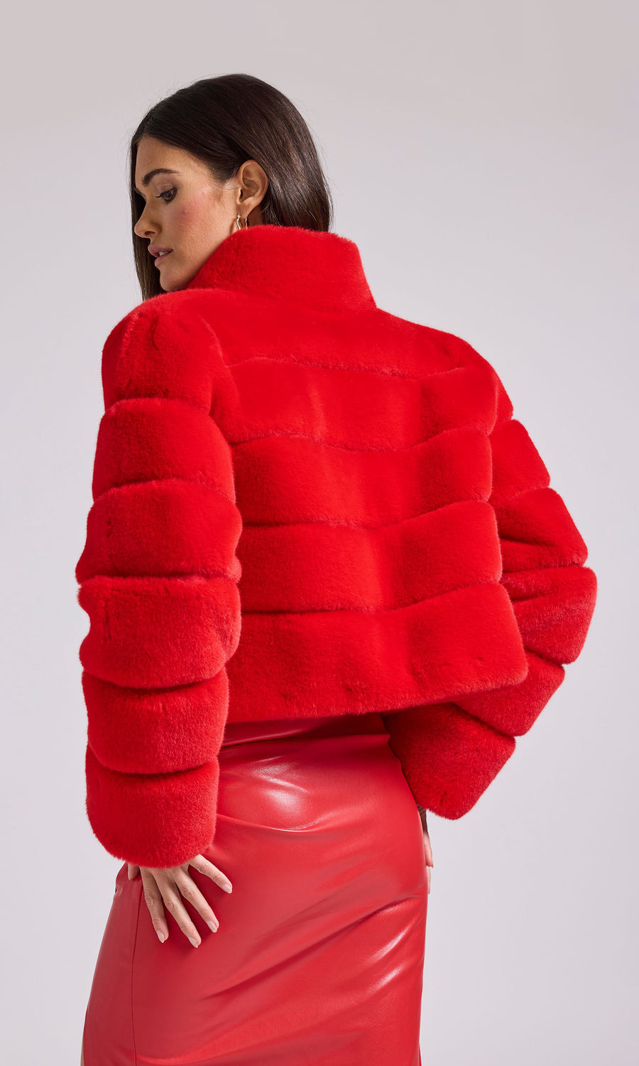 Tala Faux Fur Jacket - Red