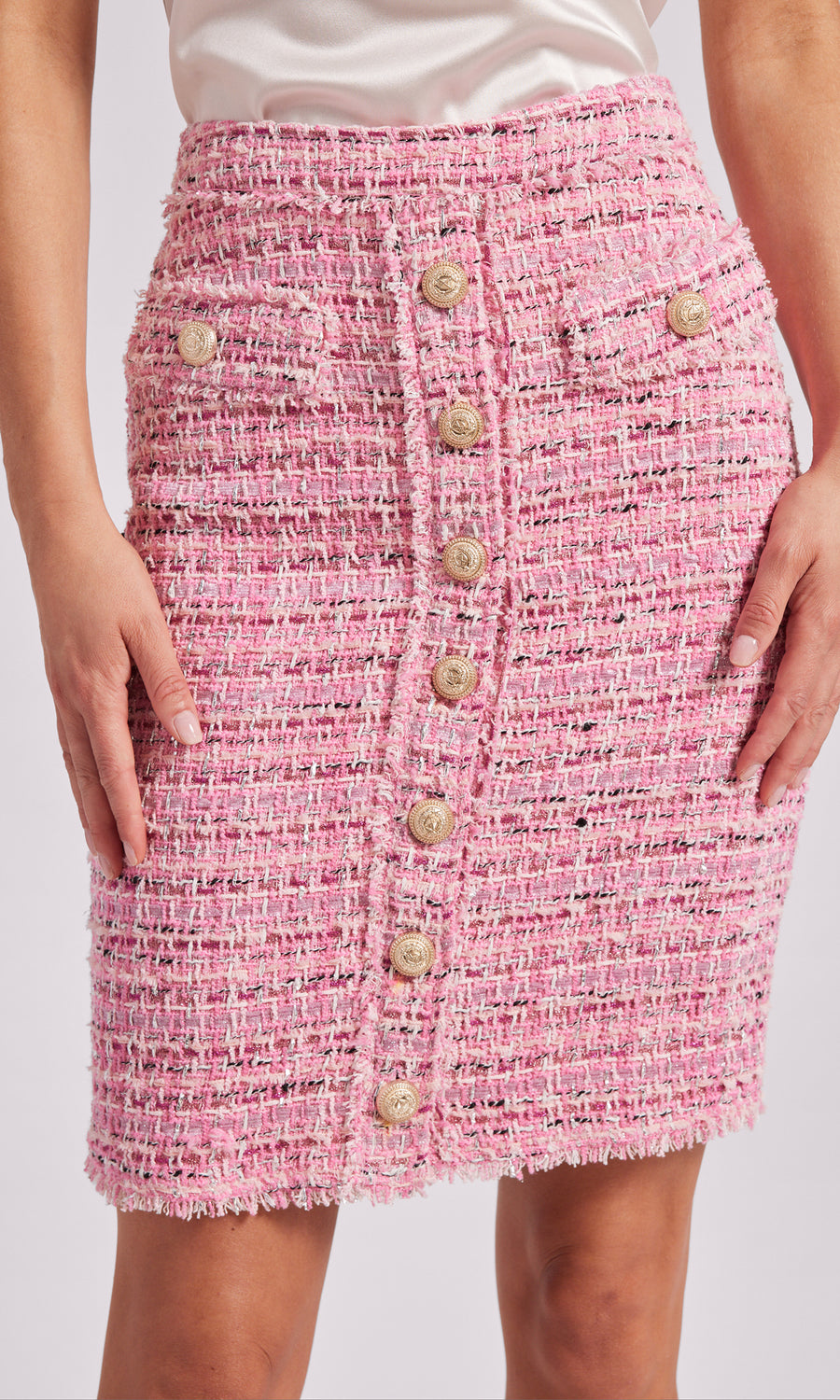 Tara Tweed Skirt - Pink Melange 