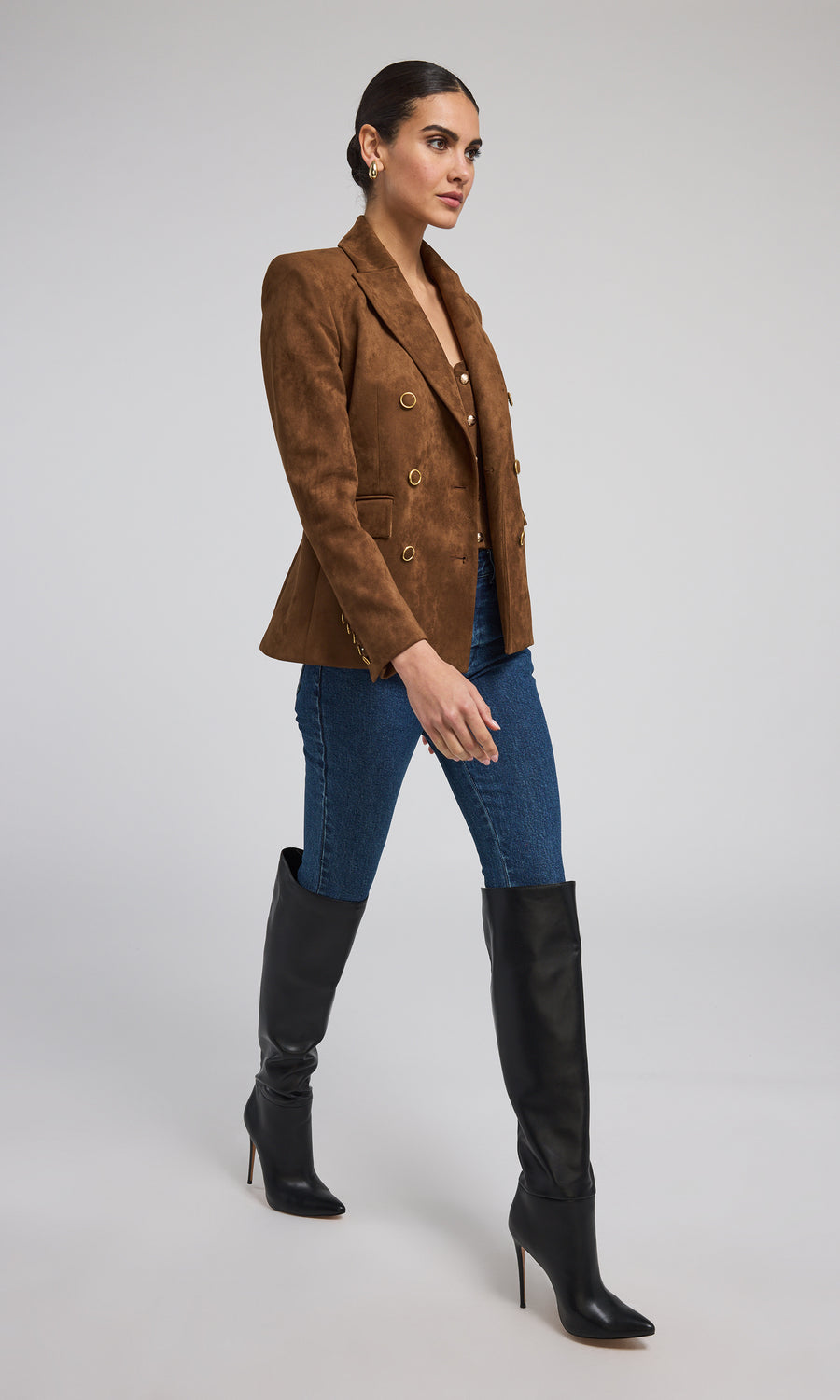 Arielle Vegan Suede Blazer - Caramel