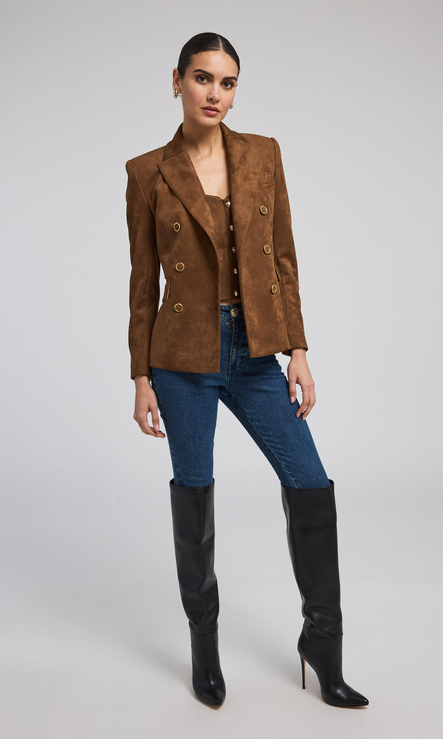 Arielle Vegan Suede Blazer - Caramel