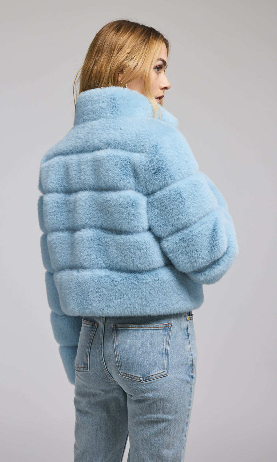 Tala Faux Fur Bomber - Powder Blue