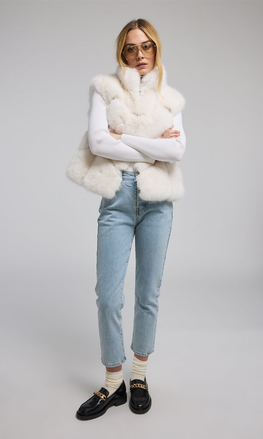 Rosario Faux Fur Vest - White