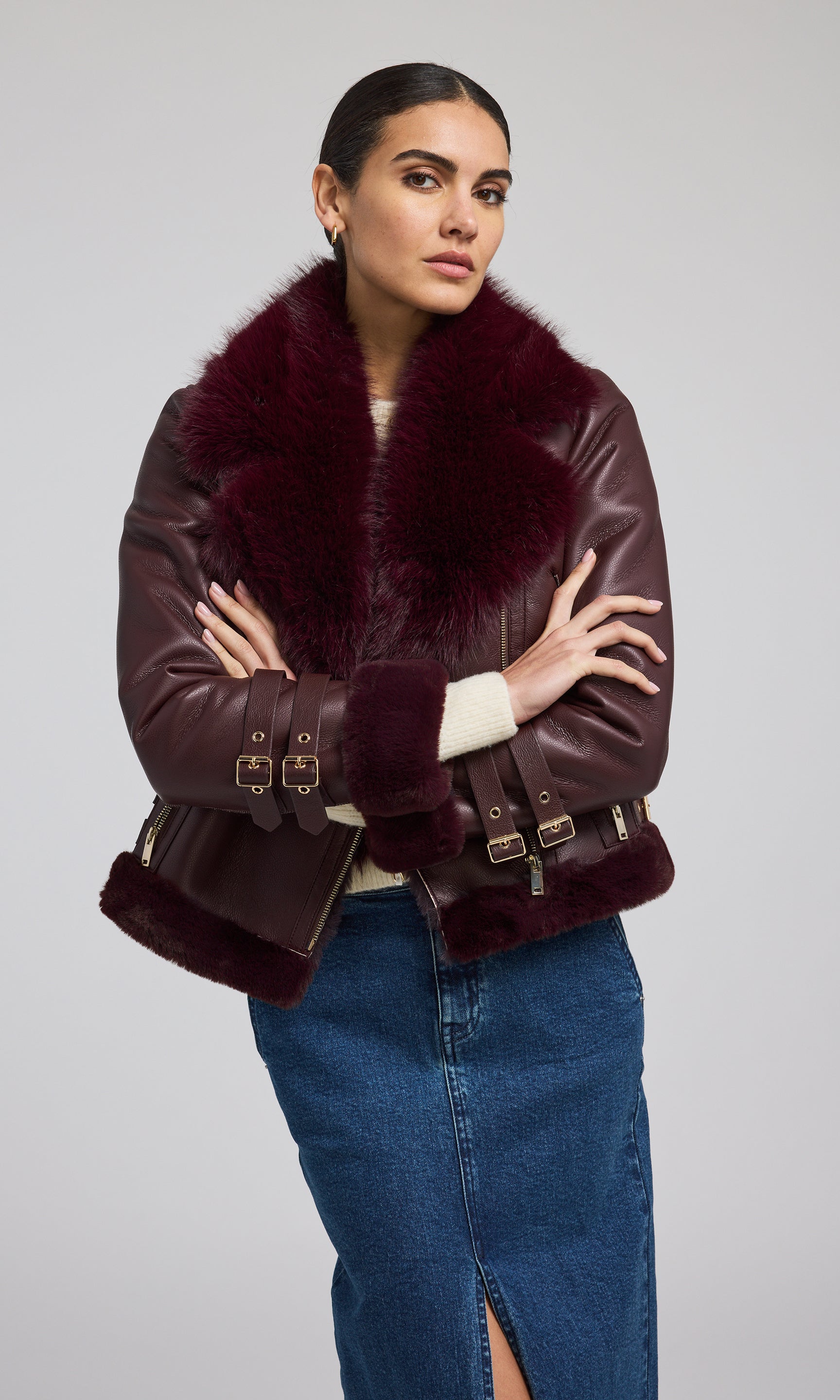 Dion Faux Fur Shearling Moto Jacket