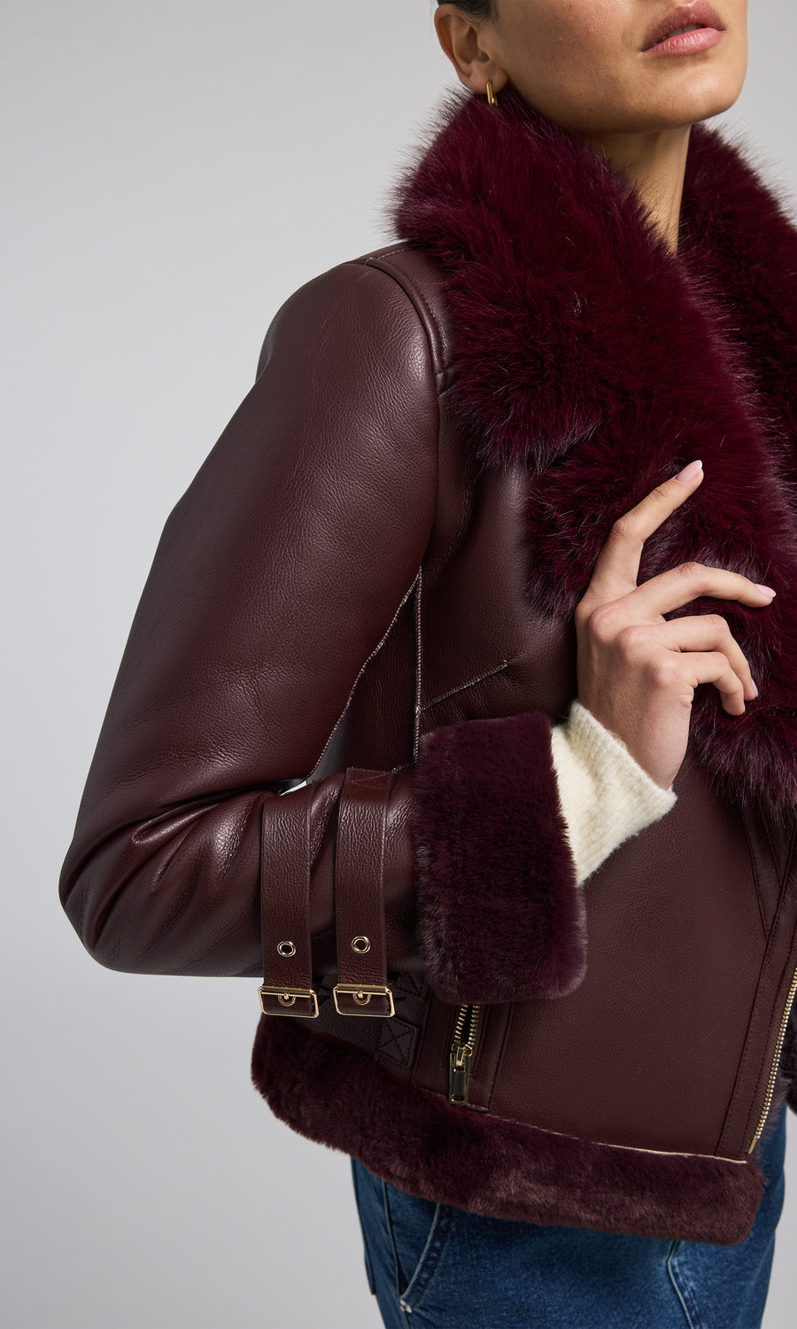 Dion Faux Fur Shearling Moto Jacket