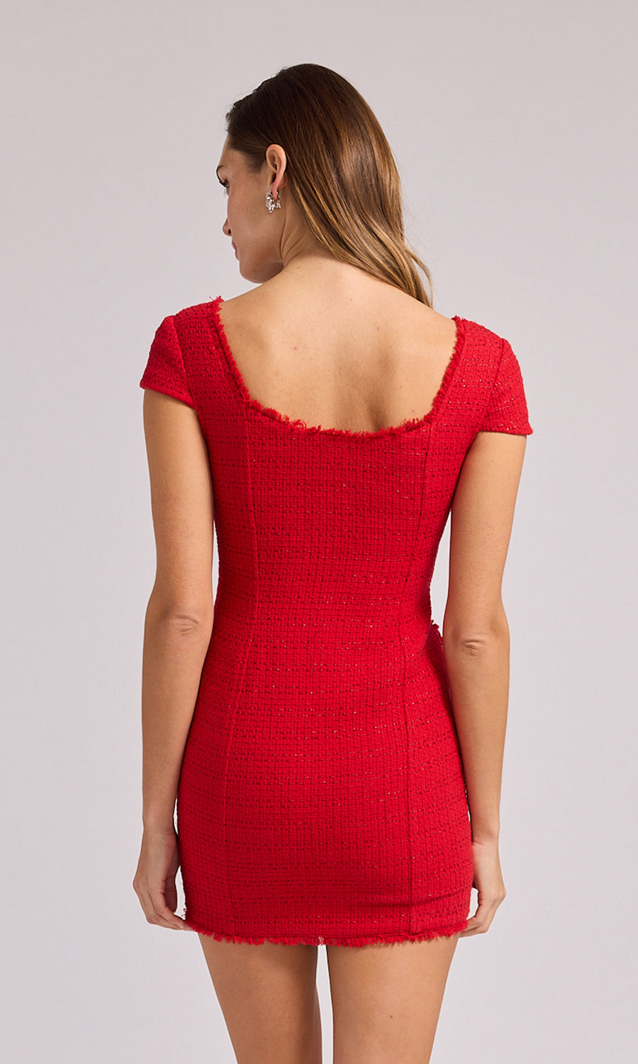 Mikayla Tweed Dress - Red
