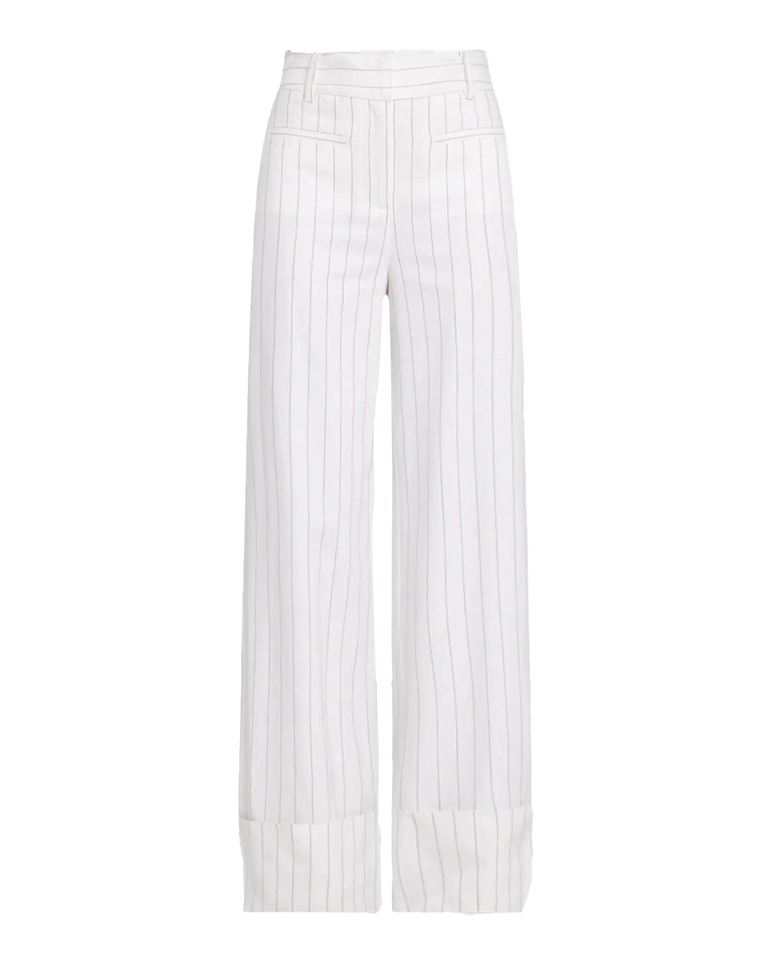 White pants with black pinstripes