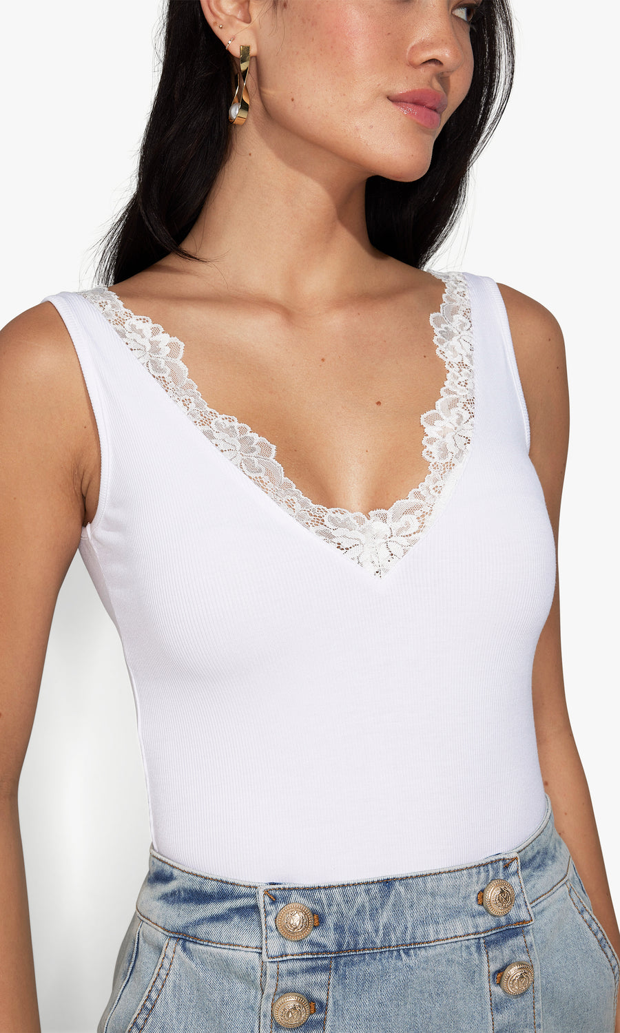 Ava Rib Tank - White 
