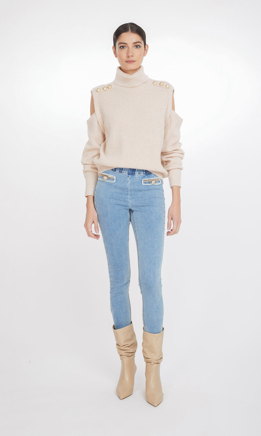 Bibi Cut-Out Sweater - Oatmeal