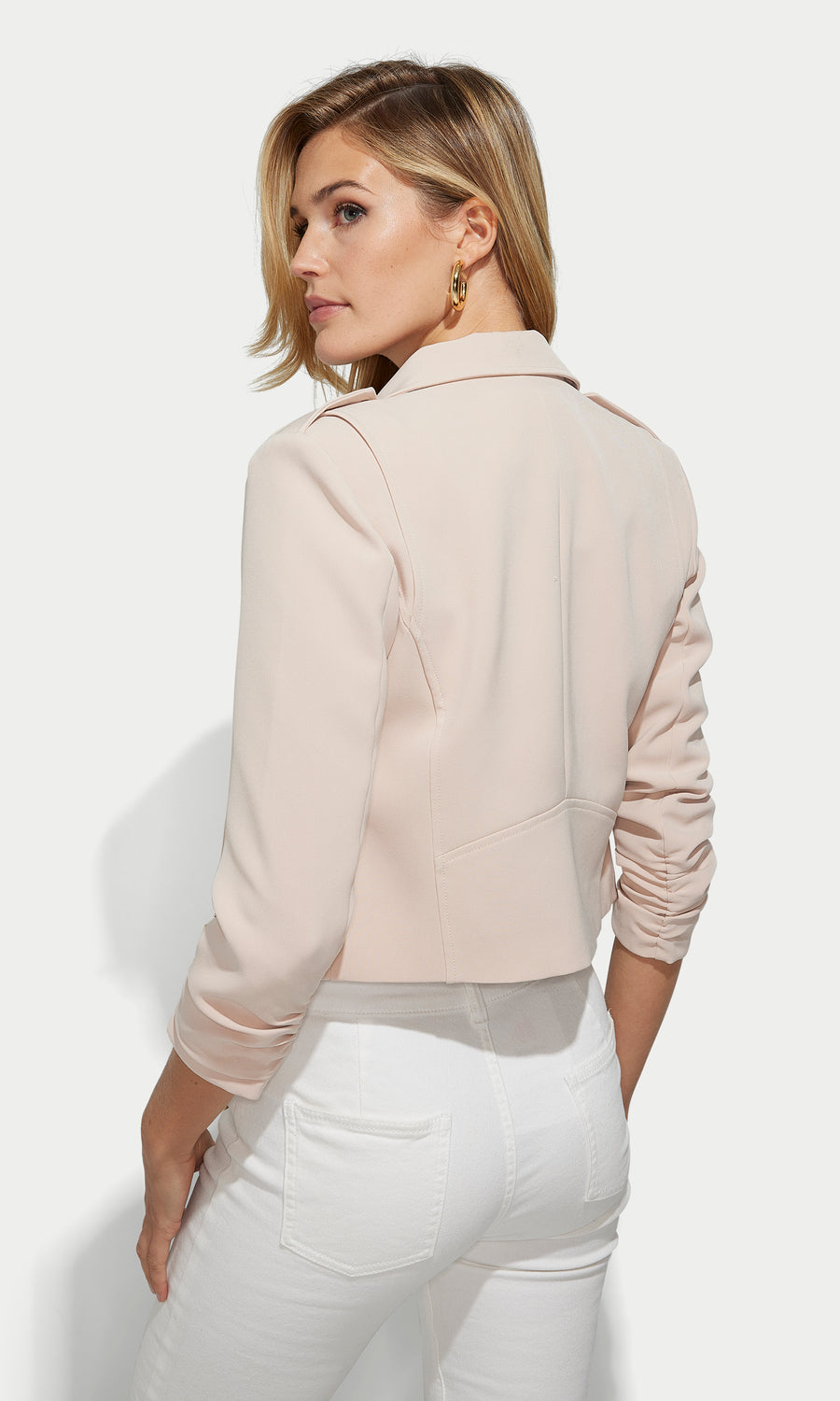 Colleen Crepe Moto Jacket - Latte 