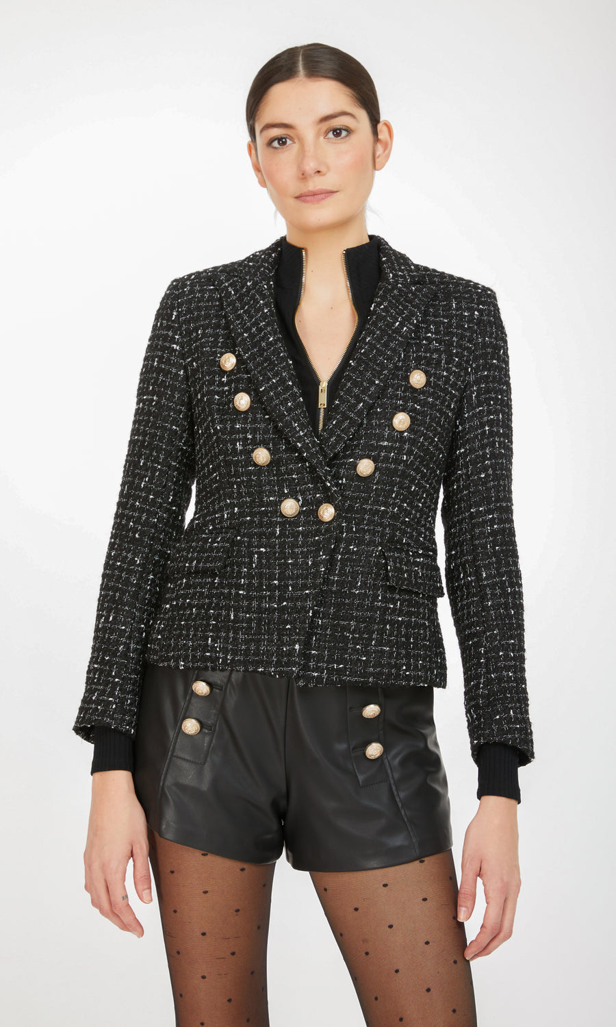 Delilah Tweed Blazer - Black.White 