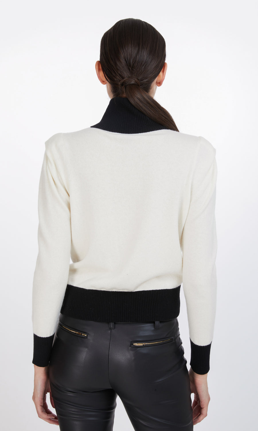 Gabriella Button Sweater - Cream/Black