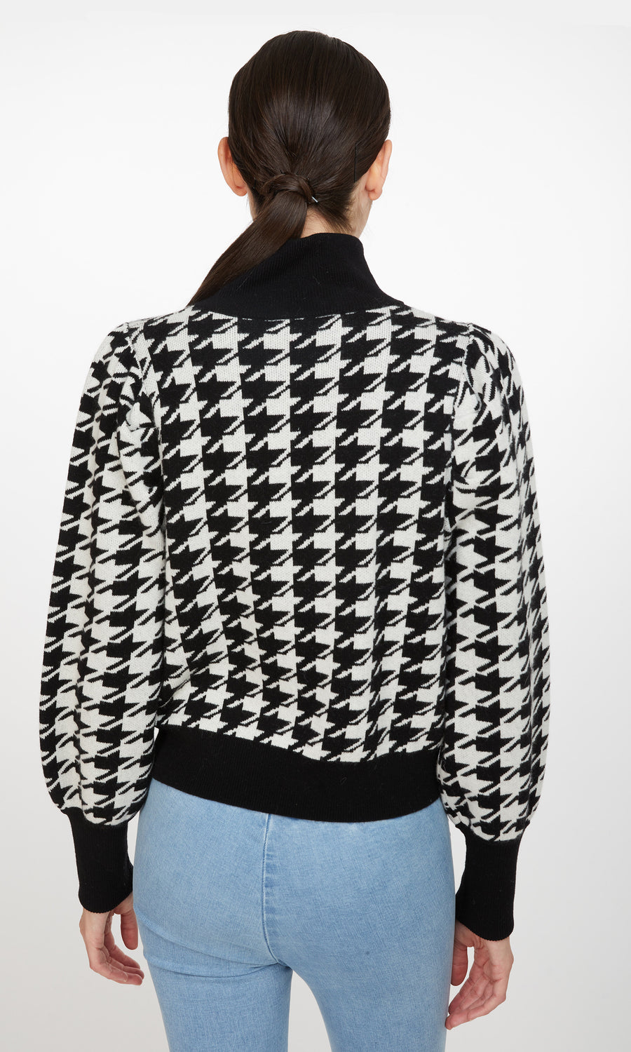Gabriella Houndstooth Sweater - Cream/Black