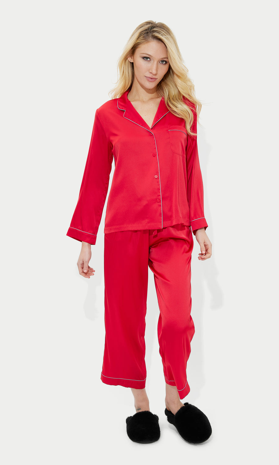 Nikki Pajama Set - Red/Hot Pink