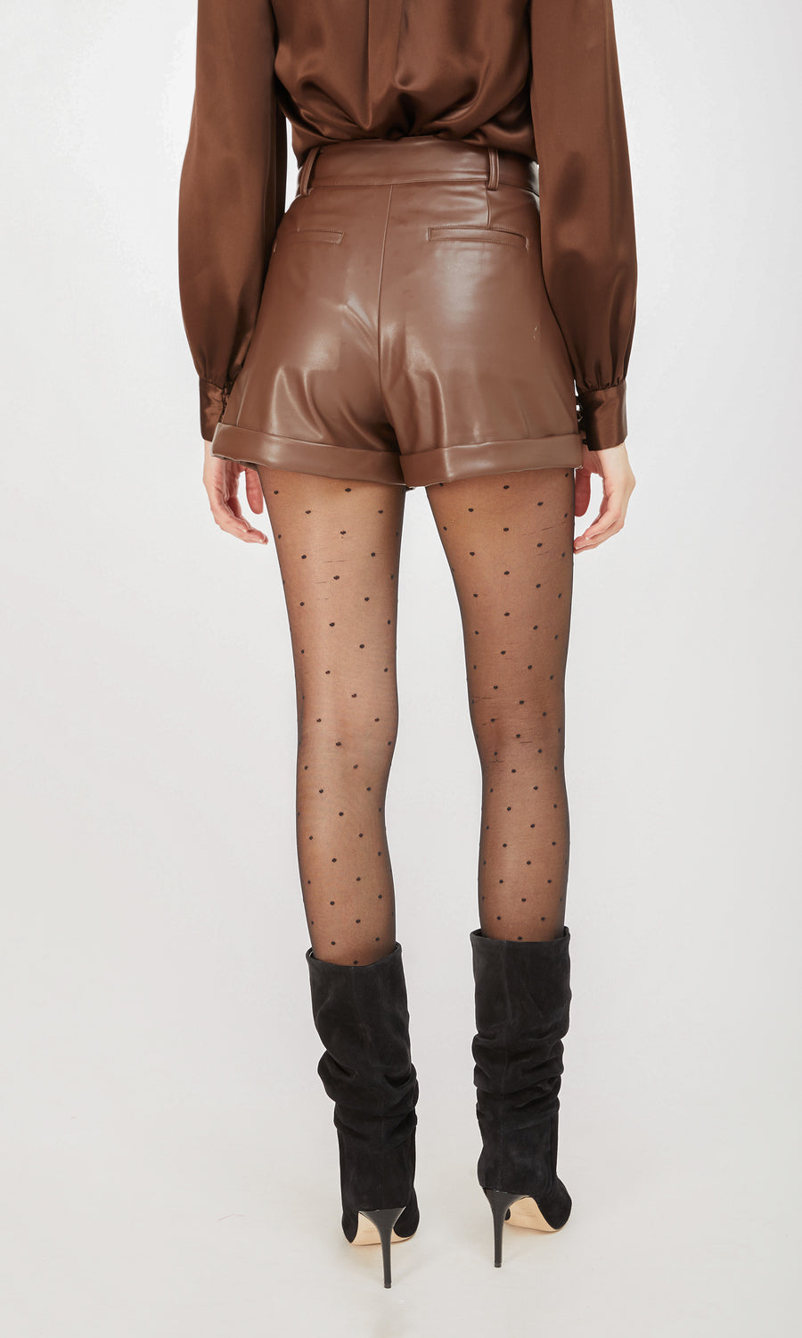 Georgie Vegan Leather Shorts - Deep Brown