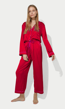 Nikki Pajama Set - Red/Hot Pink