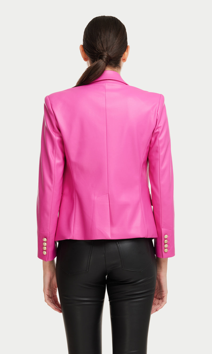 Delilah Vegan Leather Blazer - Hot Pink