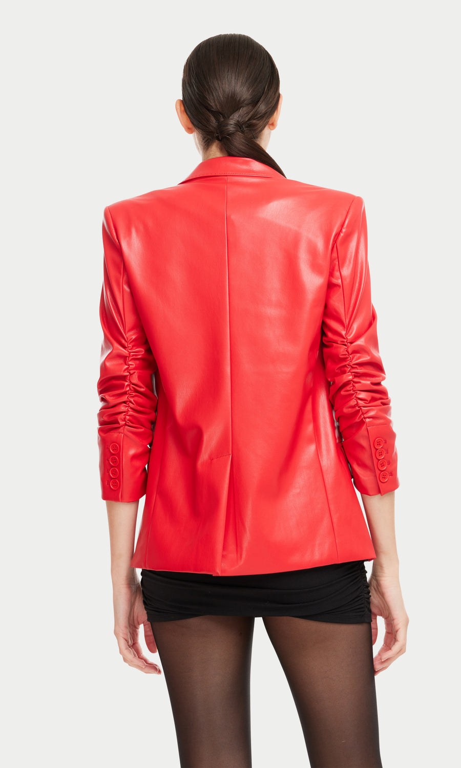 Millie Vegan Leather Blazer - Red