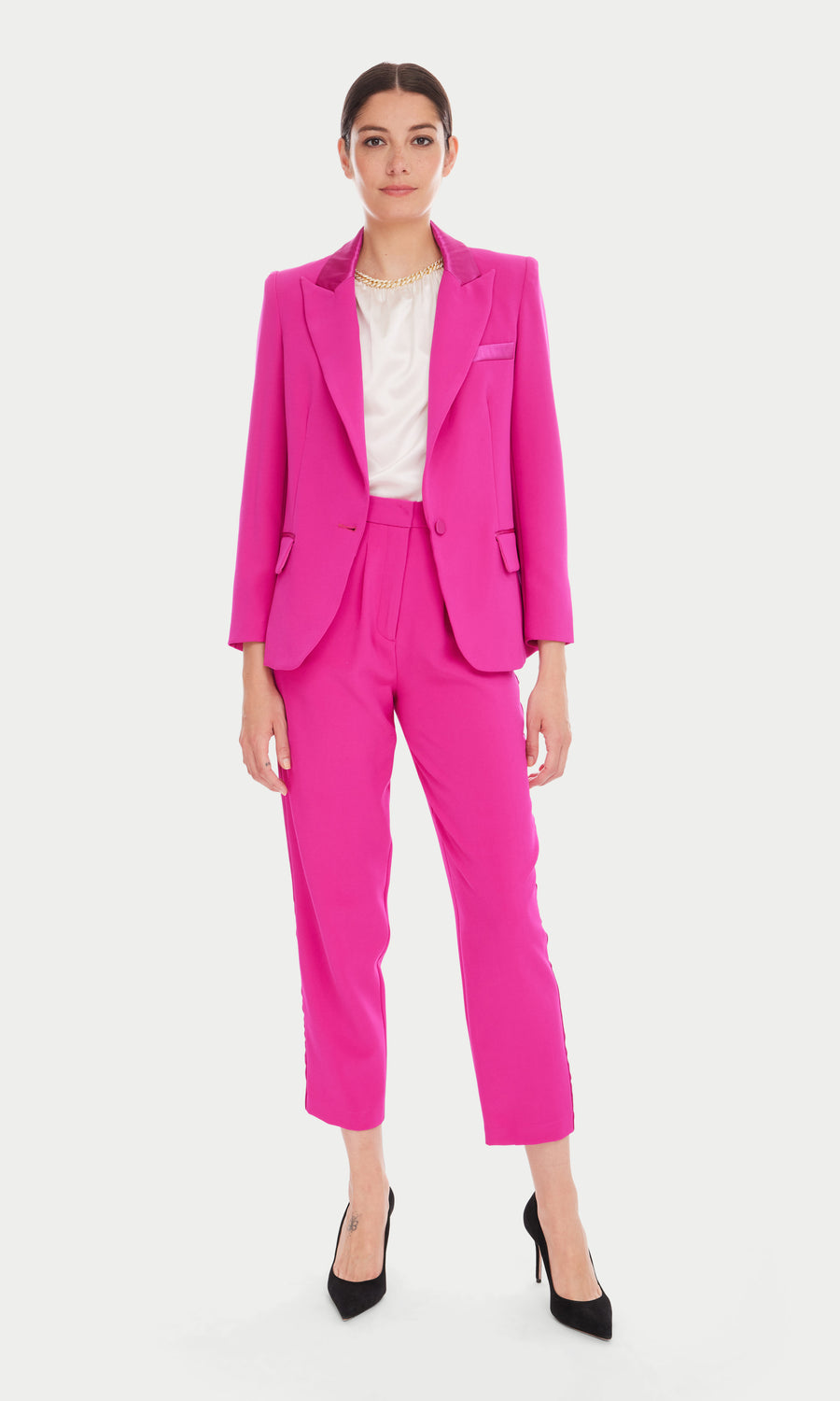 Cori Tuxedo Blazer - Hot Pink