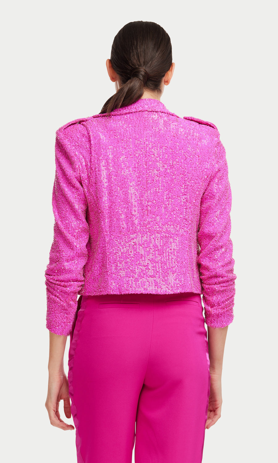 Whitney Sequin Moto Jacket - Hot Pink
