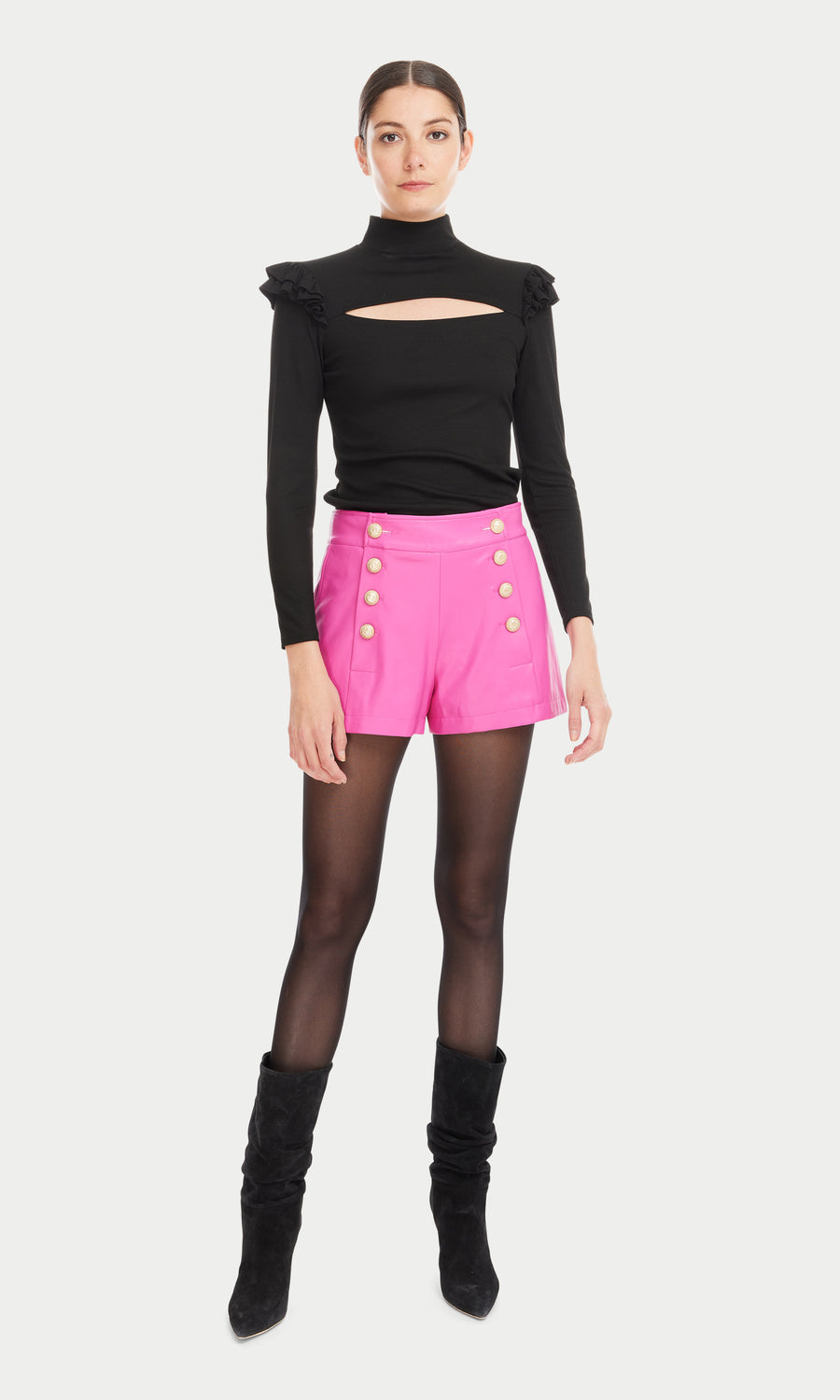 Lambert Vegan Leather Short - Hot Pink