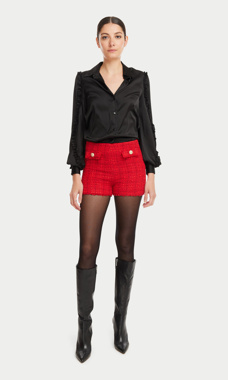 Bunnie Tweed Shorts - Red