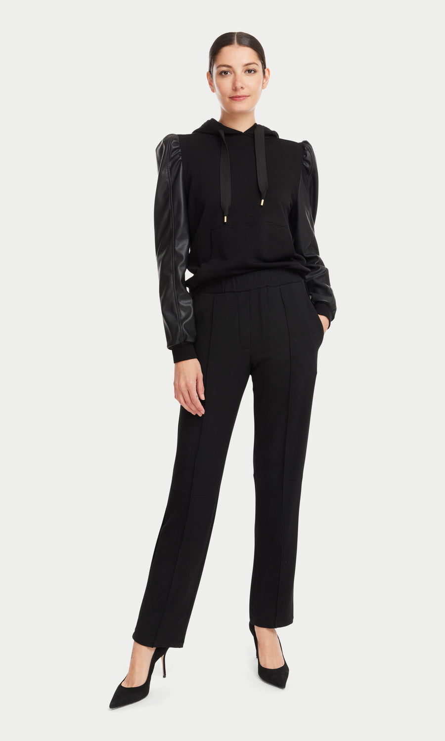 Maude Fleece Straight Joggers - Black