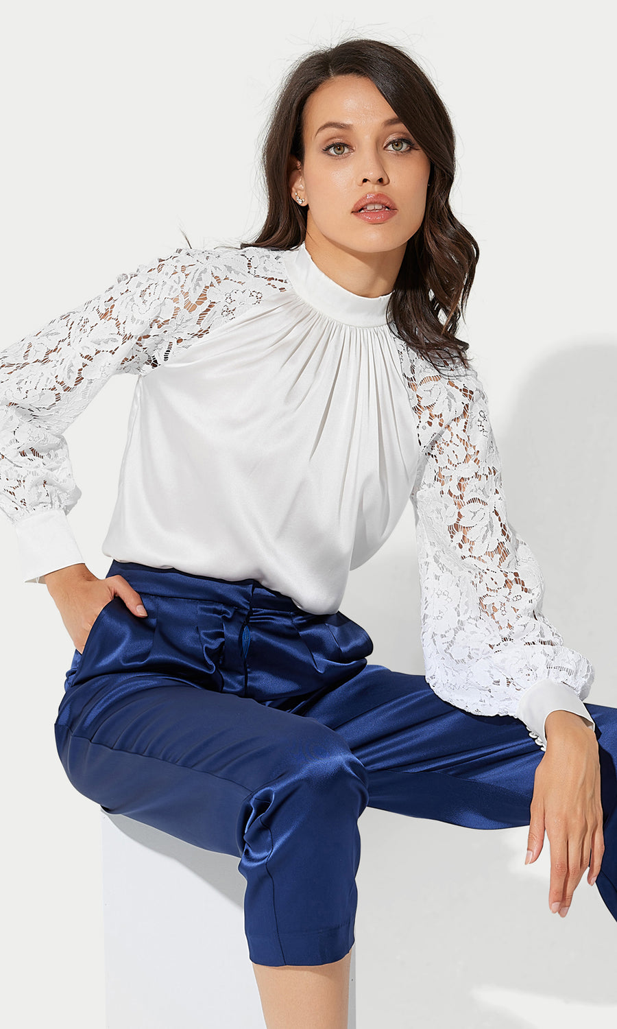 Hartley Lace Sleeve Blouse - White