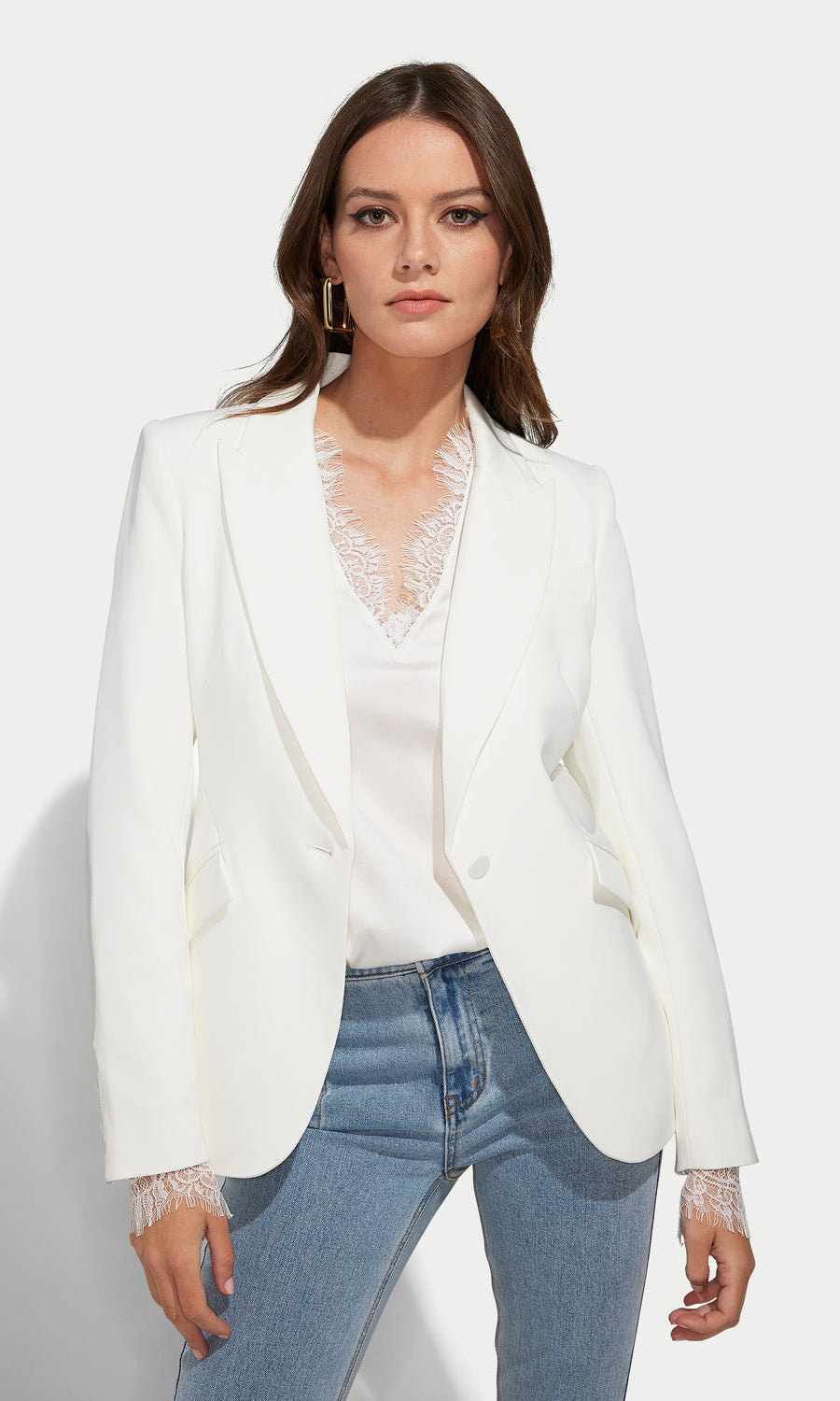 Hudson Crepe Blazer - White