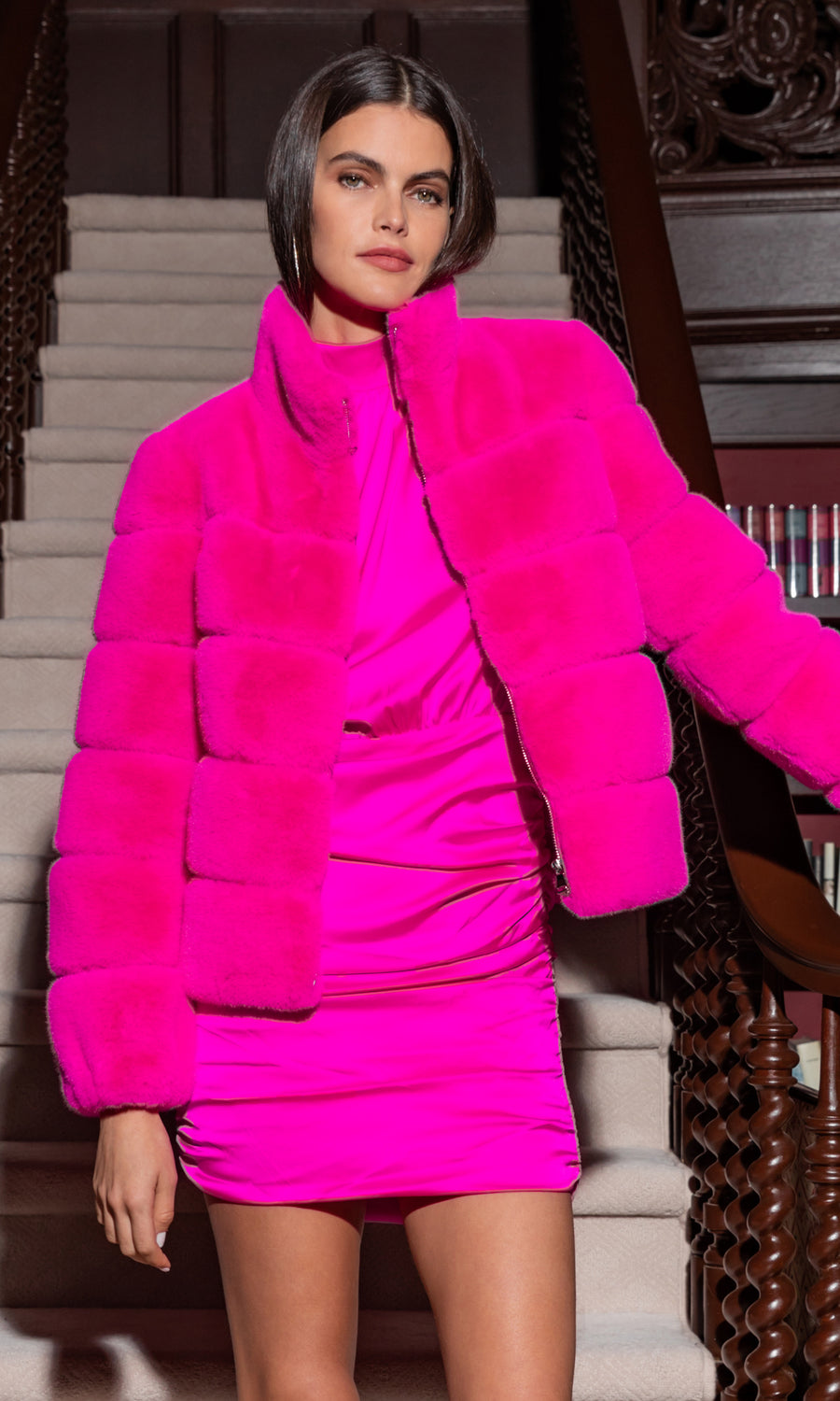 Jodi Faux Fur Jacket - Hot Pink
