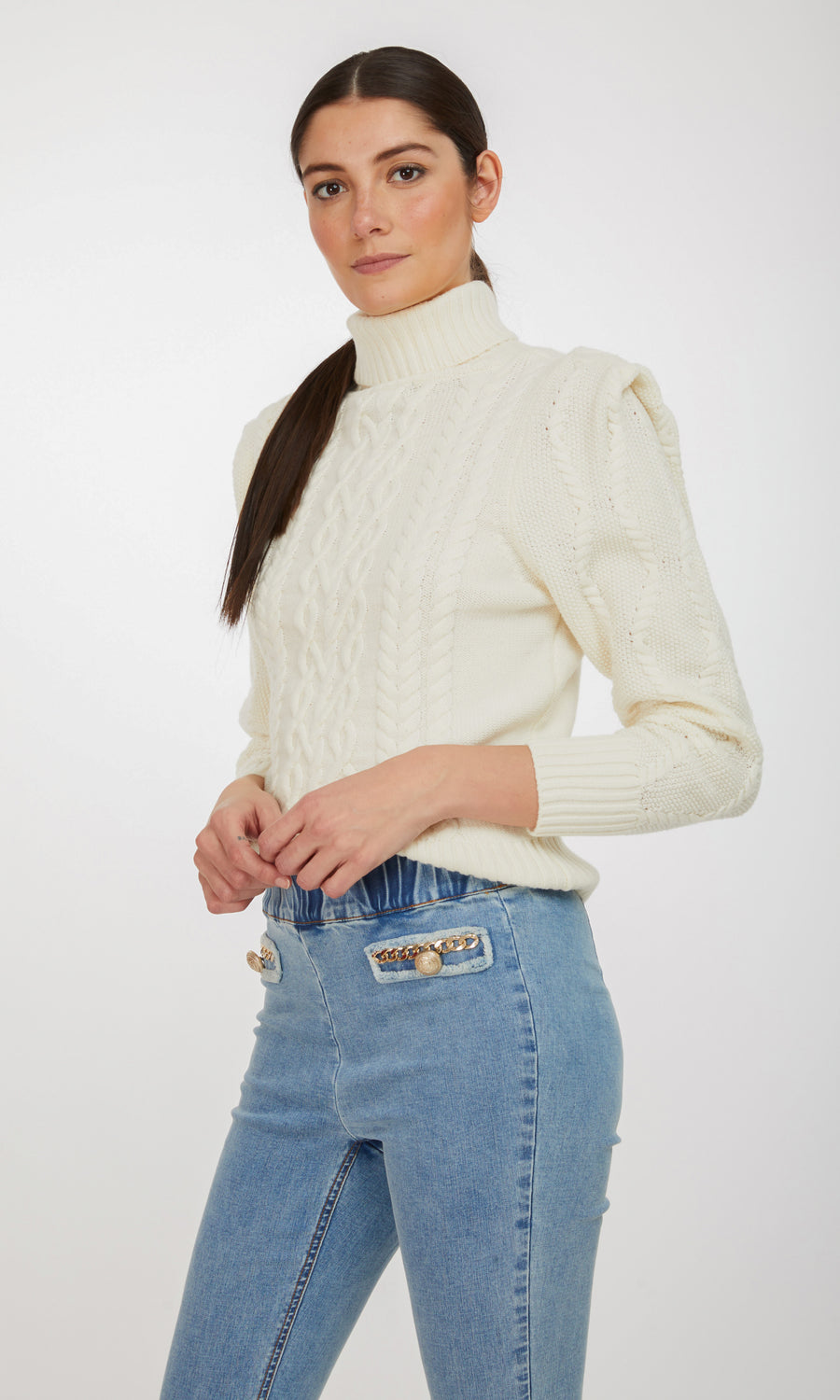 Jordan Cable Knit Sweater - Cream