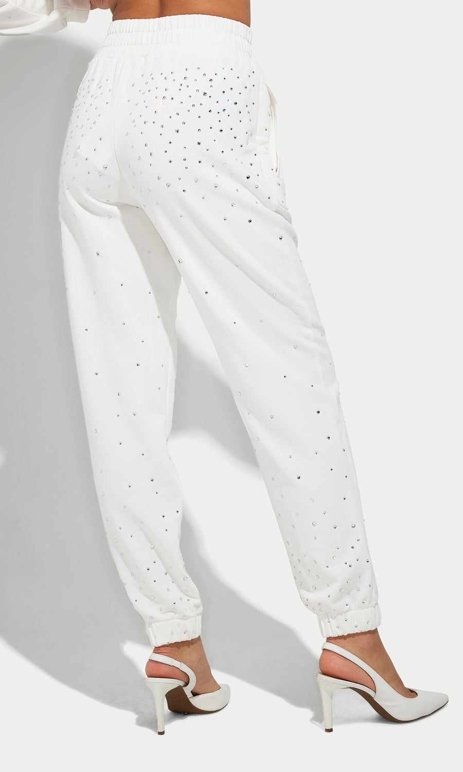 Kate Crystal Sweatpants - White/Clear