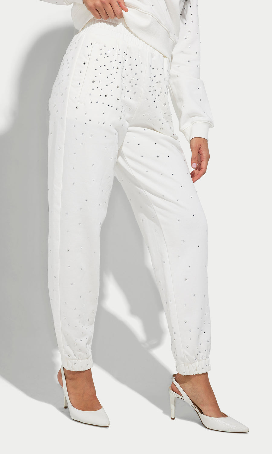 Kate Crystal Sweatpants - White/Clear