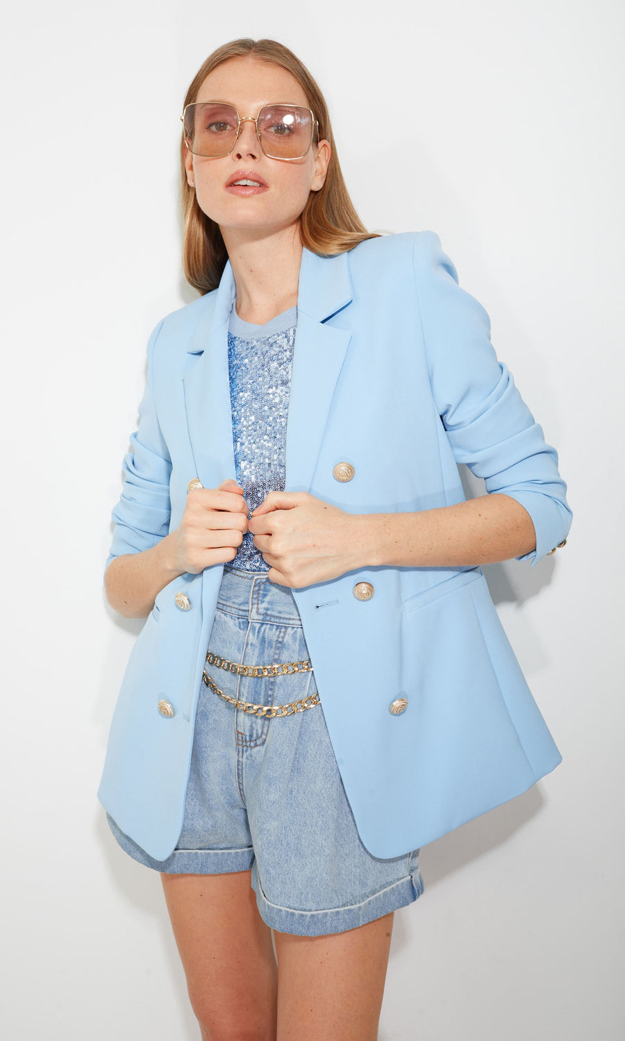 Leighton Crepe Blazer - Azure