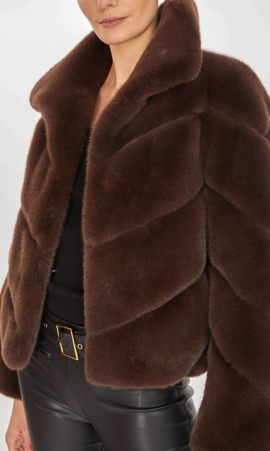 Logan Faux Fur Coat - Deep Brown