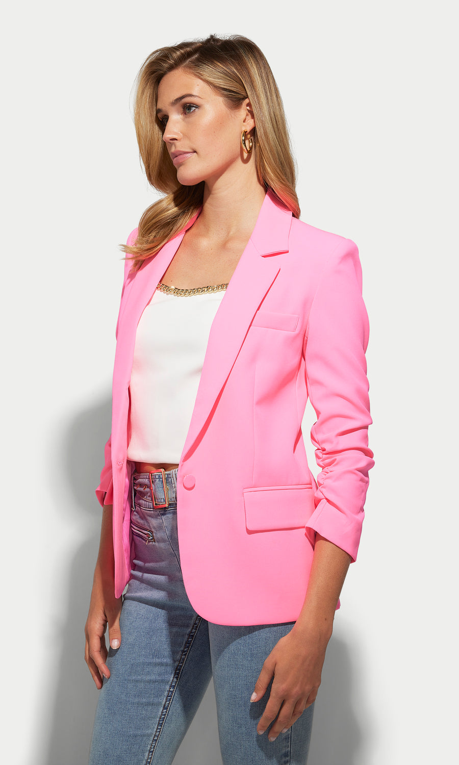 Madison Crepe Blazer - Ultra Pink 