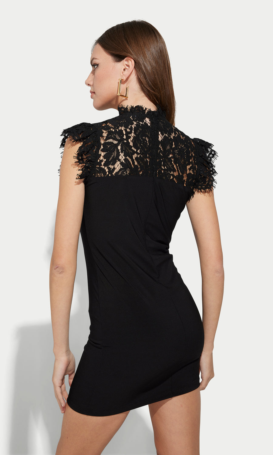 Orlie Lace Combo Dress - Black 